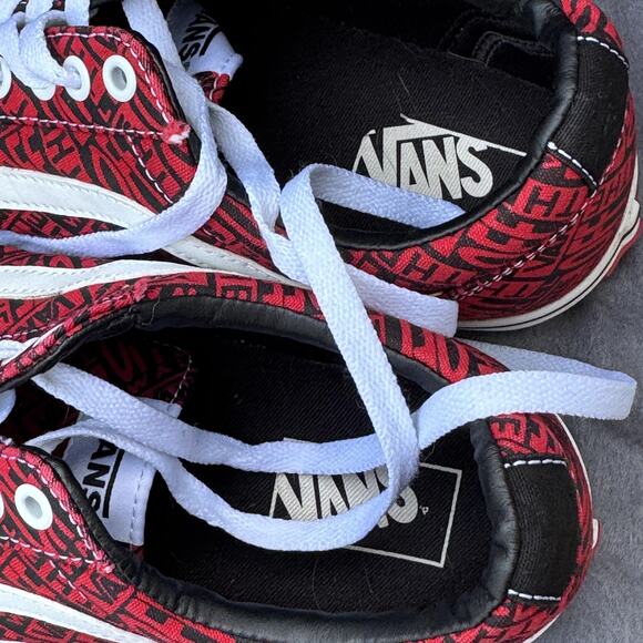 Vans Old Skool Shoes Mens Size 10‎ Red Black Off The Wall All Over Logo Skate main image 4